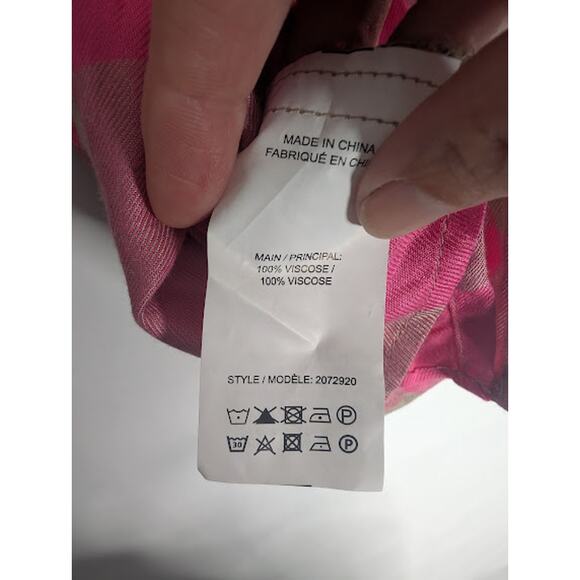 ROCKMANS womens pink tan plaid button down shirt sized 10 NWT Cabincore - Picture 7 of 7